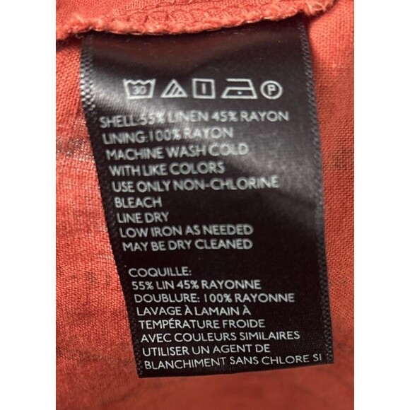 Urban Outfitters Women's Gabrielle Linen Midi Wrap Dress MED Burnt Orange Stripe - Picture 7 of 12